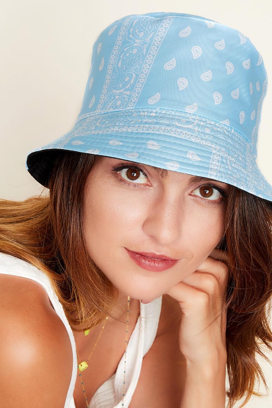 Bucket Hat Bandana-Print Blau Polyester Bild3